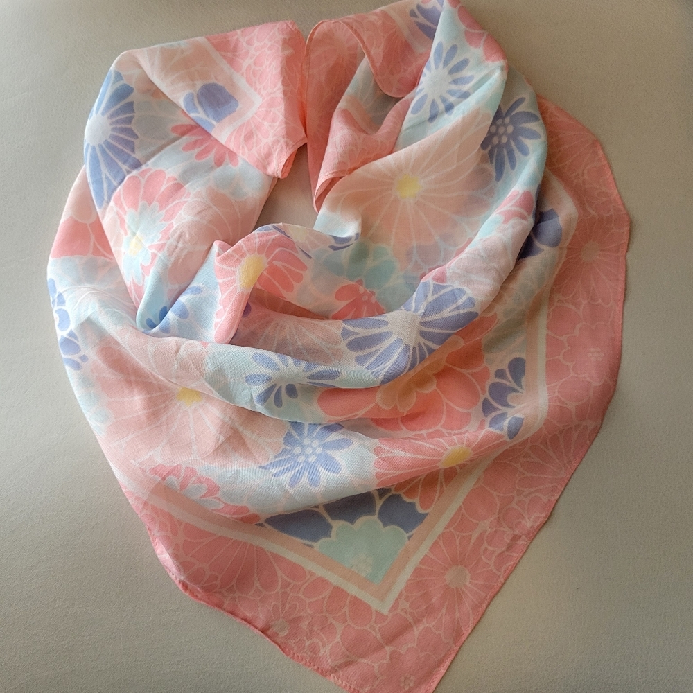 Talbots Floral Pastel Scarf ~ NWT ~ 21" x 21" ~ Sweet & Dainty ~ Pretty!